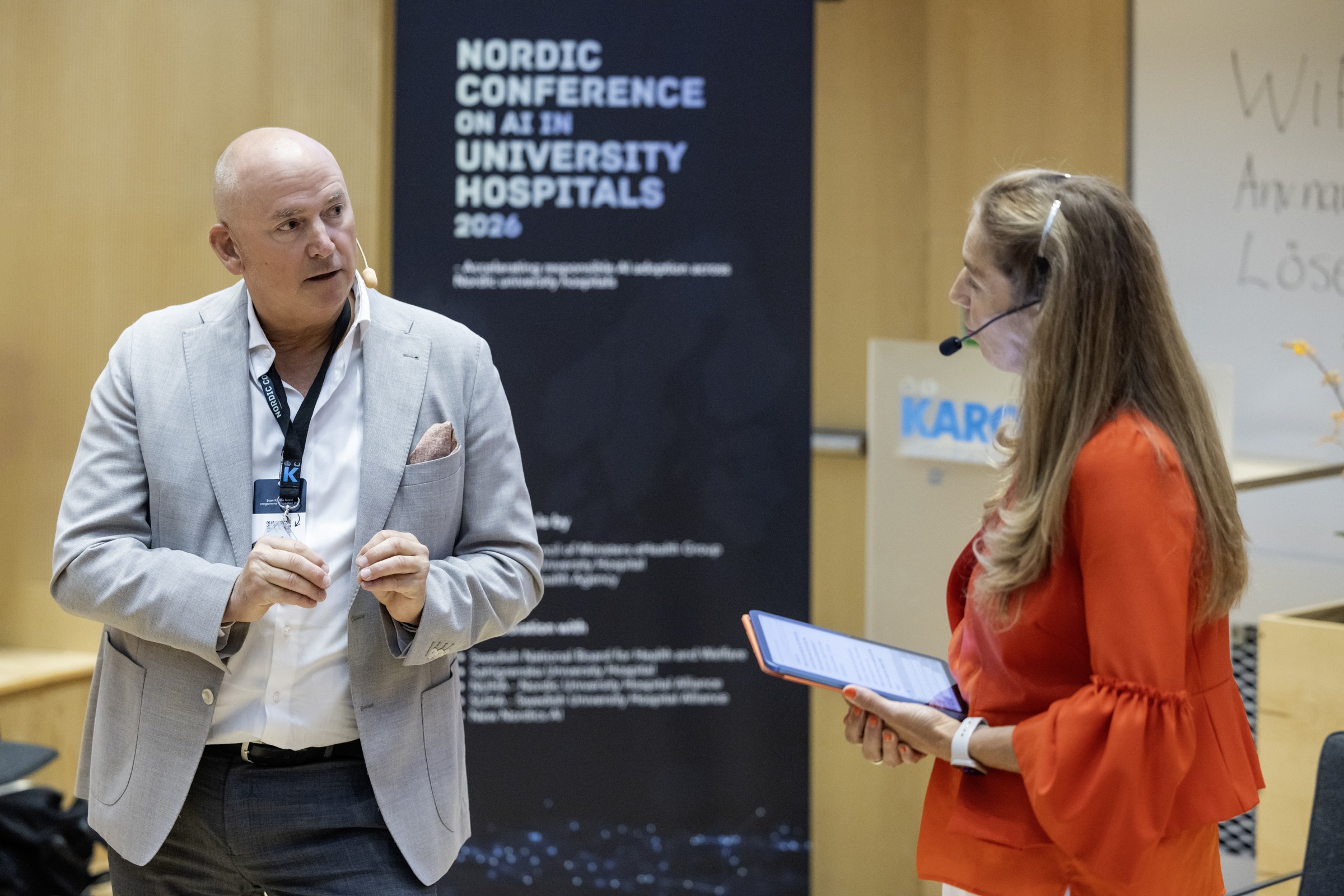 CEO Christophe Pedroletti on stage together with moderator Beata Wickbom.