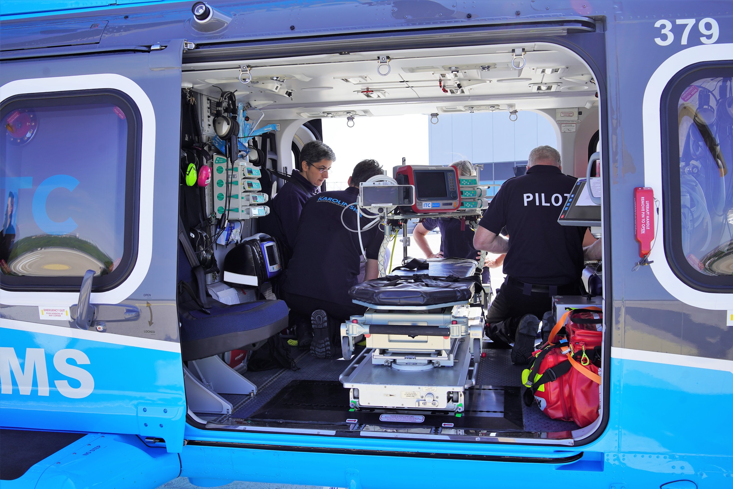 the inside of karolinska intensive care helicopter.